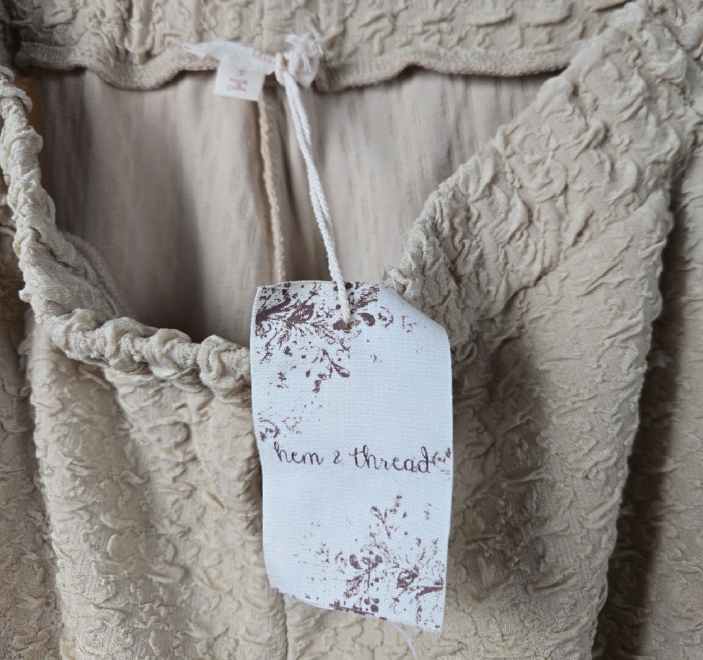 Hem & Thread Beige Textured Wide Leg Pants - Picture 8 of 8
